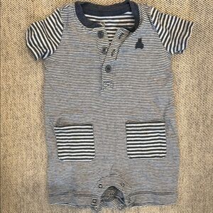 Striped Baby Romper with Navy Accents